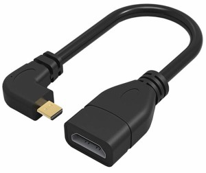 オーディオファン マイクロHDMI - HDMI ケーブル 90度 左向き ブラック 15cm