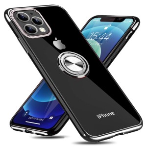 iPhone 11 Pro 用 ケース リング付き クリア 耐衝撃 スタンド機能 透明 TPU 車載ホルダー対応 落下防止 防塵 薄型 軽量 一体型 変形防止 