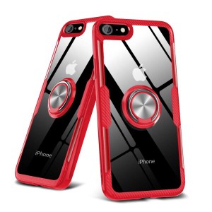 iPhone6plus ケースiPhone6Splus ケースクリア リング付き 耐衝撃 薄型 全面保護 背面強化ガラスケースクリア TPU バンパー スタンド機能