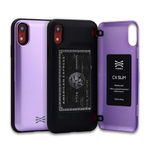 TORU CX SLIM iPhone Xr ケース スリム カード 収納背面 2枚 IC Suica カード入れ カバ― (アイフォンXr用) - ラベンダー