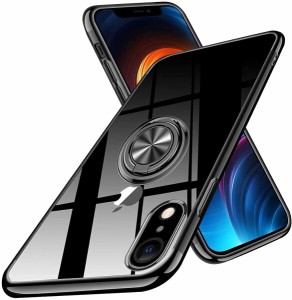 iPhoneXR ケース リング付き クリア iPhone XR カバー リング 透明 耐衝撃 全面保護 磁気カーマウントホルダー スタンド 柔らかい殻 車載