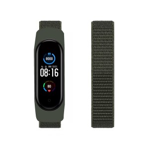 (AGUPERFIT) コンパチブル Mi Band 6 5 4 3 バンド、柔らかく快適で通気性の良い無段階調節ナイロンループ替えバンド (アーミーグリーン)