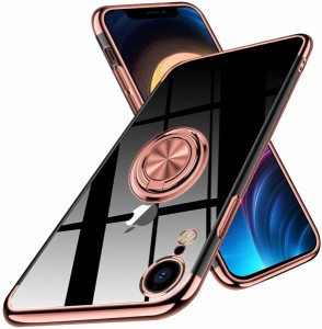 iPhoneXR ケース クリア リング iPhone XR カバー リング付き 透明 耐衝撃 全面保護 磁気カーマウントホルダー スタンド 柔らかい殻 車載