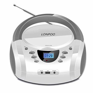 LONPOO ステレオ cd プレーヤー bluetooth FMラジオ ブルートゥース USB/AUX入力 ヘッドフォンジャック LCDディスプレイ ポータブルcdプ