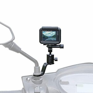 Aluminum Motorcycle Rearview Mirror Mount Bracket Holder Motorcycle Sports Camera Holder Bracket Compatible with Gopro Hero 12/1