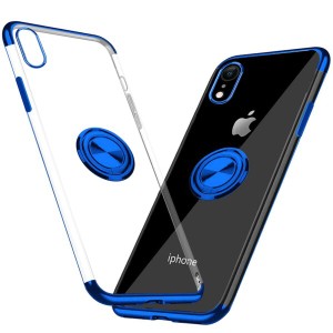 iPhone XR ケース リング クリア iPhoneXR カバー 透明 耐衝撃 全面保護 磁気カーマウントホルダー スタンド 柔らかい殻 車載ホルダー対