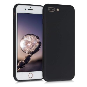 kwmobile スマホケース 対応: Apple iPhone 7 Plus/iPhone 8 Plus ケース - 極薄 TPU シリコン マイクロファイバー 黒色マット