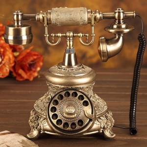SinLoon 固定電話 レトロ レトロな固定電話、アンティーク電話、昔ながらのコード付き電話、高級高級アンティークで飾られたターンテーブ