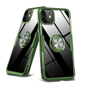 iPhone 11 ケース クリア 薄型 リング付き 耐衝撃 全面保護 背面強化ガラスケースクリア TPU バンパー スタンド機能 透明 落下防止 耐衝