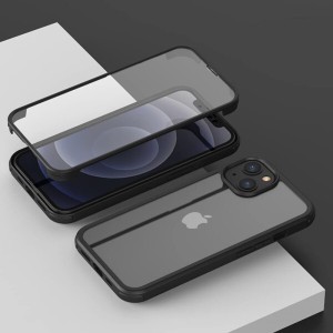 2021 iPhone 13 Pro Max ケース 前後 両面ガラス ソフト tpu フレーム 耐衝撃 ガラスカバー クリア 透明 カバー 360度保護 表裏 両面 強