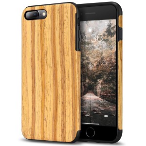 Tasikar iPhone8 Plus ケース/ iPhone7 Plus ケース 超薄 天然木製ケース アイフォン7 Plus / アイフォン8 Plus 用（チーク）