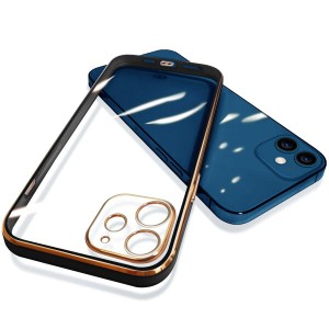 iPhone12 ケース クリア 耐衝撃 TPU 薄型 軽量 全面保護カバー iPhone 12 カバー (ブラック)