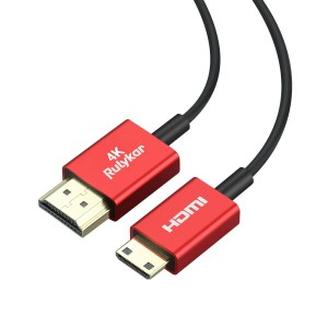 Mini HDMI to HDMI変換ケーブル, (直径2.5mm)高速データ転送4K 60Hz HDMI to Mini HDMI 4Kケーブル,カメラプロジェクター, モニター, デ