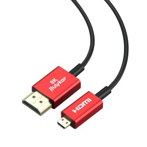 マイクロHDMI - HDMIケーブル Micro HDMI to HDMI 1m (マイクロtypeDオス - type Aオス 直径2.5mm) 8K 120Hz GoPro7 6 5/Transformer/Yog