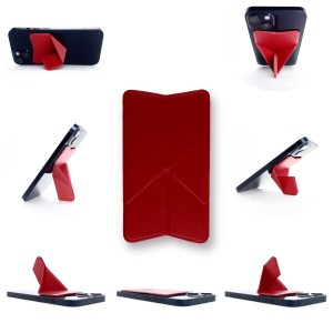 XPAL マグネットスタンド&グリップ 赤 折り畳み式 磁石内蔵6枚 スマホスタンド 縦置き 横置き スマホグリップ 貼って剥がせる ワイヤレス