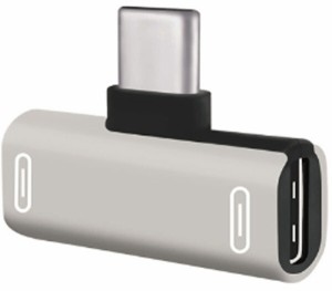 オーディオファン USB-C 分岐アダプター HUAWEI Xiaomi専用 充電しながらUSB-Cイヤホンが使用可能 シルバー