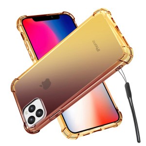 iPhone11Pro 5.8インチ ケース クリア グラデーション 軽量 TPU カバー (滑り止め) (ストラップ付き) ストラップホール シリコン 保護 耐