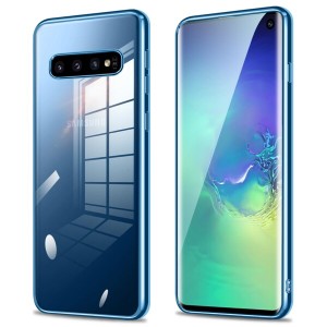 Galaxy S10 ケース クリア ギャラクシーS10 SC-03L SCV41 透明 スマホケース カバー 耐衝撃 薄型 ソフト TPU 黄変防止 青縁 背面クリア 