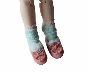 Dolly Paraブライス靴リボン飾りファー ふわふわブーツ アゾン/MOMOKO通用８分サイズドール靴 (ピンク)