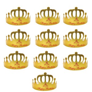 (BEAUTY PLAYER) 誕生日パーティー王冠 折り畳み式の誕生日用帽子 10個 ゴールデンペーパー誕生日ハット 調節可能 再利用可能 王族パーテ