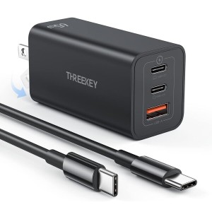 THREEKEY 65W 充電器 PD3.0 急速充電サポート USB C USB-A 3ポート搭載 GaN 窒化ガリウム素材使い 折り畳み式 コンパクトなPD充電器 PPS
