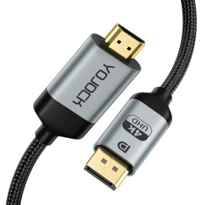 YOJOCK DisplayPort to HDMI ケーブル 3M DP-HDMI ケーブル 4K@30Hz 2K@60Hz 1080p@120Hz ディスプレイポート-HDMI 変換オス・オス