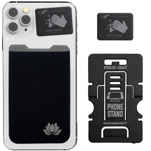 Gecko 携帯電話用ウォレット 黒/白 スマホに貼り付けられるカードケース - スキミング防止機能 - プライバシーを守る大容量ポケット (LOT
