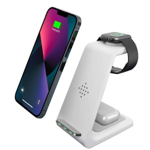 FEATURED BRAND ワイヤレス充電器 置くだけ充電 3 in 1充電スタンド Apple Watch/Airpods充電器 iPhone Galaxy Huaweiなどqi機種対応 9V-