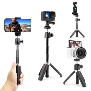 MAXCAM 延長ポール三脚 ミニ自撮り棒 三脚スタンド ハンドルグリップ ウェブカメラ iPhone Samsung スマートフォン Gopro DJI Pocket Can