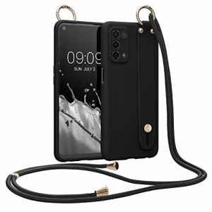 kwmobile 対応: Oppo A74 (5G) / A54 (5G) ケース - TPU スマホショルダー ネックストラップ 耐衝撃 黒色