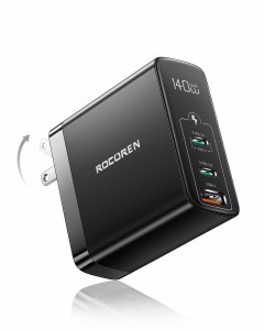 Rocoren 140W PD 3.1 USB C 充電器 3ポート(USB-C*2とUSB-A*1)Macbook Pro 充電器単ポート140W出力/100WノートPC二台急速充電可能 iPad/i