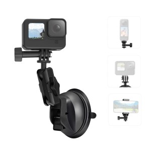 AuyKoo 車載マウント 吸盤マウント GoPro 用 カメラ用 マウント サクションカップマウント 360度回転 スマホホルダー付き 強力吸引 軽量 