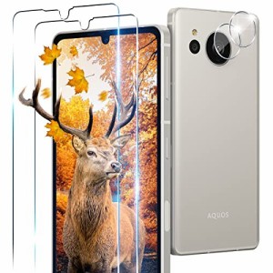 用 AQUOS sense7 Plus ガラスフィルム 2枚 sense7Plus フィルム + 2枚 カメラ保護フィルムセッ 3D曲面 対応 AQUOS sense 7Plus 強化ガラ