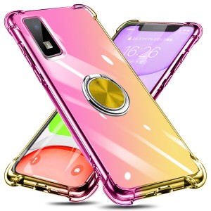 Aquos wish ケース リング付き クリア TPU グラデーション色 SHG06 携帯カバー 耐衝撃 透明 車載ホルダー対応 一体型 落下防止 防塵 変形