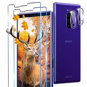 用 Xperia 1 SOV40 SO-03L ガラスフィルム 2枚 Xperia 1 フィルム + 2枚 カメラ保護フィルムセッ  対応 エクスペリア1 強化ガラス 全面保