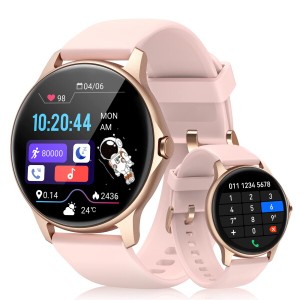 AEAC スマートウォッチ iPhone対応 通話, 丸形 円型 Bluetooth5.2 smart watch, 着信通知 110種類運動モード 心拍計 カロリ消耗 酸素濃度