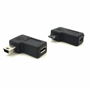 Duttek Micro USB Mini USB 変換アダプタ L字型90度 1個 Mini USBオスからMicro USBメスアダプター + Mini USBメスからMicro USBオスアダ