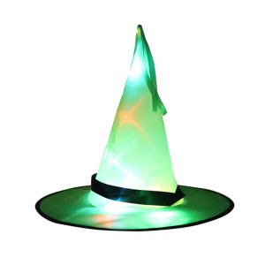 (PITHECUS) ハロウィンハット 魔女 帽子 LED 夜光 仮装 パーティーイベント (グリーン)