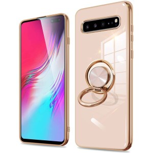 Galaxy S10 ケース リング ピンク S10(SC-03L SCV4)カバー リング付き 耐衝撃 ギャラクシー S10 カバー スリム ソフト シリコン tpu 360