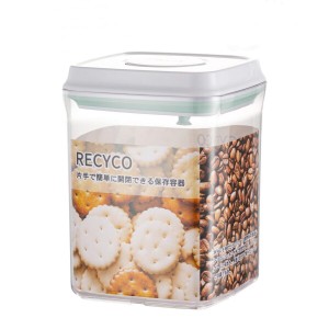 RECYCO キャニスター 密閉容器 食品保存容器 プラスチック ペットフードストッカー ポップアップコンテナ 片手で簡単開閉 湿気を防ぐ 透