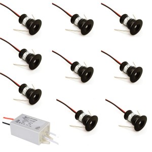 小さなLED埋め込み式ライト9PCS12V1Wスポットライトキッチン、階段、クローゼット、廊下、DIY照明用天井ウォームホワイトコールドホワイ