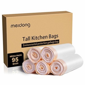 meidong ゴミ袋 13ガロン 大型 トールキッチン 引き紐 強力 多目的 ホワイト 袋 ゴミ箱