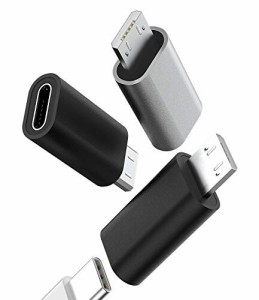 USB C変換アダプターType CメスにMicro usbオス充電器アダプタ(3個セット)タイプcケーブルにマイクロusb Androidスマートフォンプラグコ