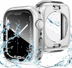 Jazolmky 2024 モテル アップルウォッチ液晶保護フィルム 防水ケース 対応 Apple Watch Series 9/8/7 45mm 用 360°保護 ケース 防水防塵