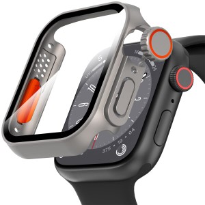 Suoman for Apple Watch 44mmスクリーンプロテクター・ケース、超薄型強化ガラス ユニークなデザイン フルカバレッジ ハードPCケース カ