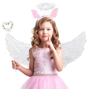 (VANZACK) 子供 天使の羽 仮装 天使の翼 コスチューム 天使の羽 キッズ 天使の羽根 変身 小物 小道具 舞台 撮影 ホワイト