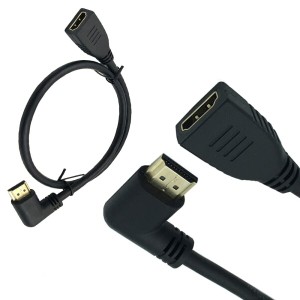 HDMI2.0ケーブル ，HDMI端子 60Hz 4K＊2K ハイスピード 変換アダプタ ケーブル HDMI メス- HDMI L型右向きオス延長 コネクタ 180CM