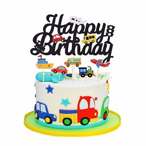 YINKE ケーキトッパー 誕生日 ケーキ飾り 車 ケーキピック ケーキ挿入カード Happy Birthday バースデー ケーキ 飾り 男の子 乗り物 ケー