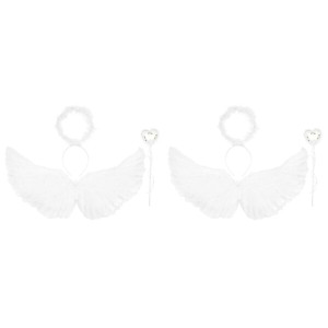(NOLITOY) 天使 翼 天使の羽 魔法スティック 天使の輪っか 2セット カチューシャ ハロウィン 天使コスプレ衣装 仮装 コスチューム キッズ