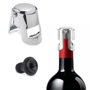 2pcsワイン栓ワインストッパー酸化防止ワインボトル栓真空保存ワインキャップ空気抜きワイン蓋鮮度を保持ステンレス鋼製リサイクル漏れ防